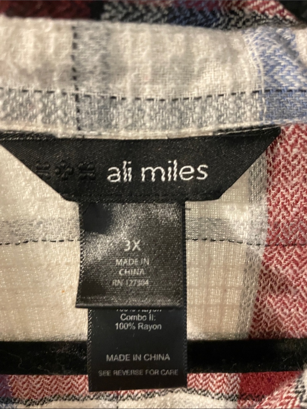 Ali Miles Mixed-Print Tunic in White, Blue, Red, Navy - Picture 2 of 6
